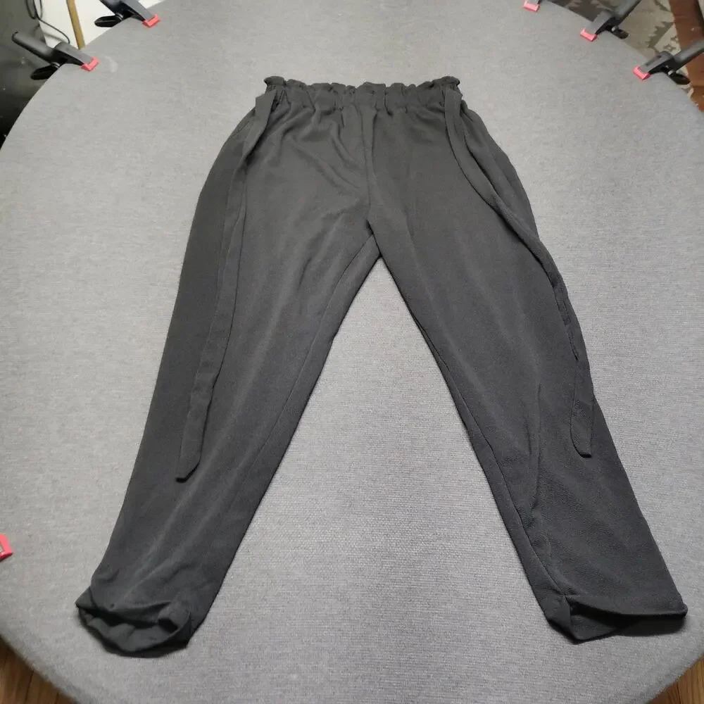 No Comment NY-LA Black High-Waist Tapered Jogger Pants Size XL